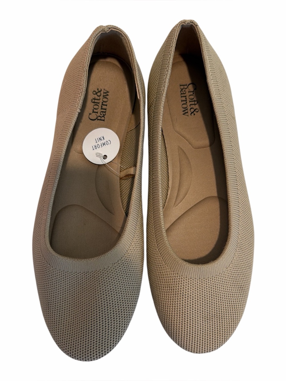 CROFT & BARROW Sonya Taupe Comfort Knit Ballet Flats size 7